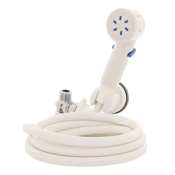 RINSE ACE Assisted Bather 3-Spray handheld showerhead plus 8 ft. Hose and Quick Connect in Chrome with White
