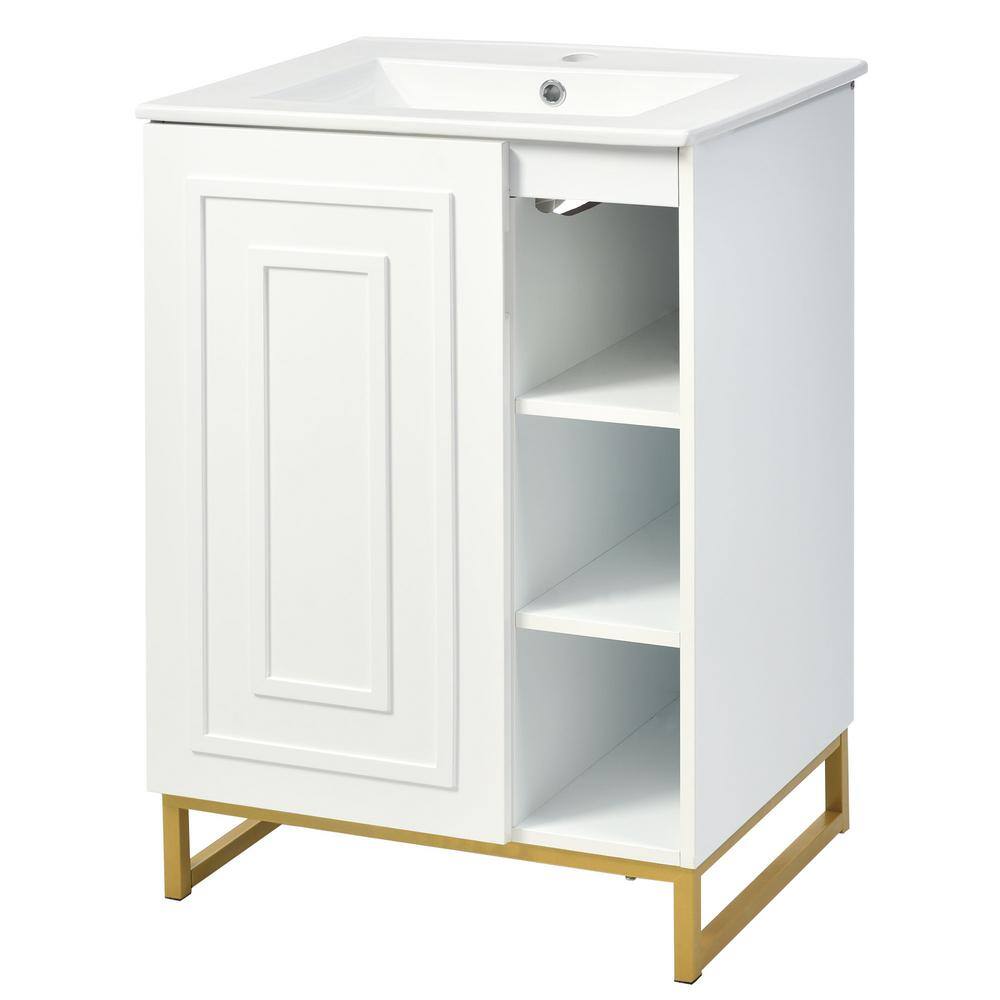 24.00 in. W. x 18.00 in. D x 34.00 in. H Freestanding Bath Vanity in White 