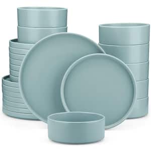 24-Piece Modern Blue Stoneware Dinnerware Set Service for 8