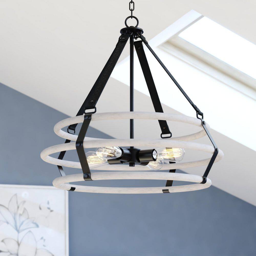 Taylor Textured Black and Ash Gray 24" Industrial Drum Pendant Light