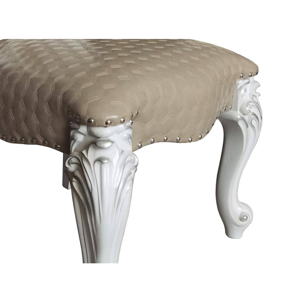 Versailles White Faux Leather Upholstered Side Chair with Wood Frame