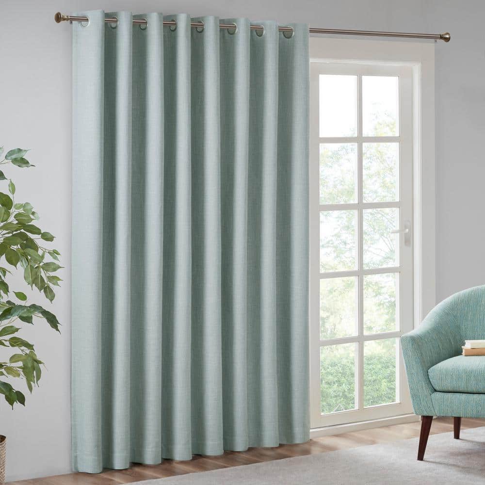 Aqua Polyester Blackout Grommet Top Window Panel, 54" Length