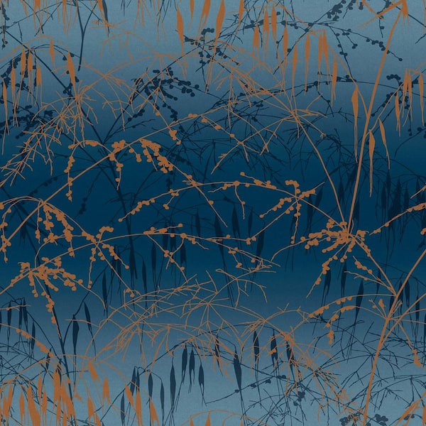 Graham & Brown Clarissa Hulse Meadow Grass French Navy and Copper Wallpaper