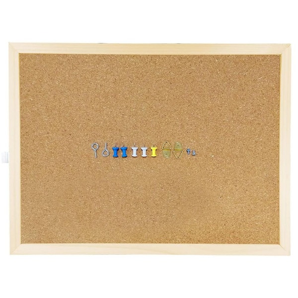 Afoxsos 14.6 x 11 in. Cork Board Oak Frame Push Pins Installation Kit for Bulletin Board Home Office School Decor