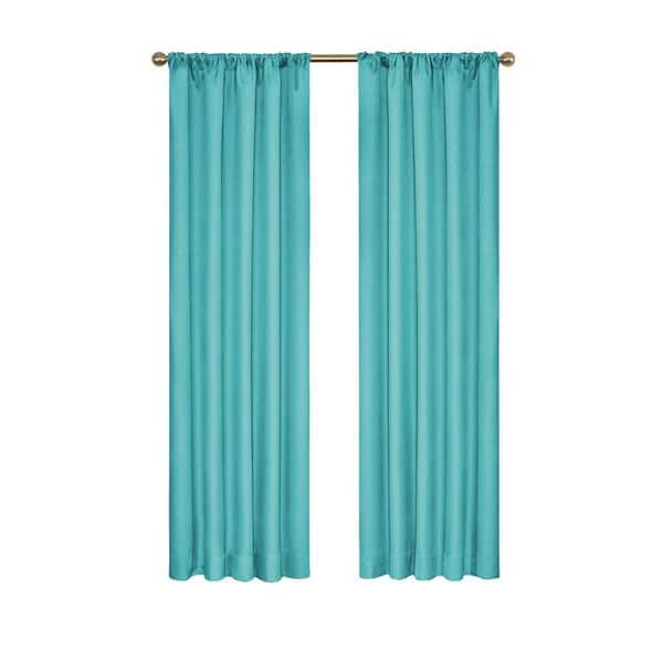 Eclipse Kendall Thermaback™ Turquoise Solid Polyester 42 in. W x 63 in. L Blackout Single Rod Pocket Curtain Panel