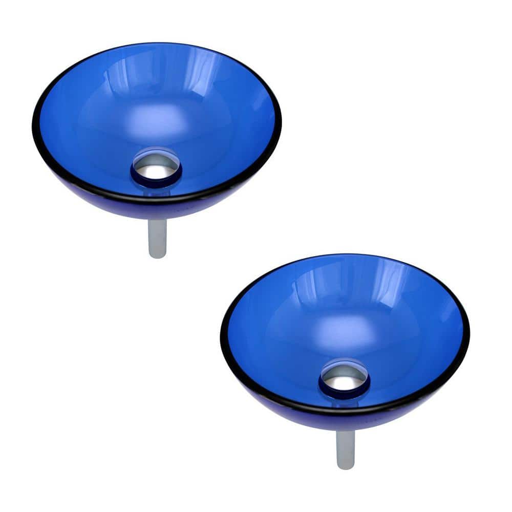 Blue Tempered Glass Above-Counter Vessel Sink
