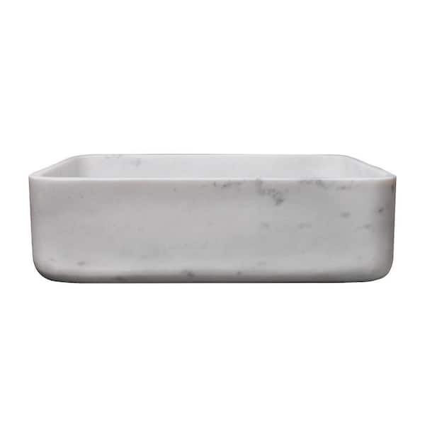 Maxton 18 in. Vessel Sink in Honed Moon White Marble