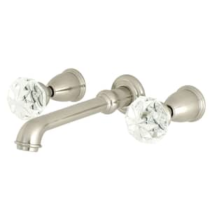 Krystal Onyx 2-Handle Wall Mount Bathroom Faucet in Brushed Nickel