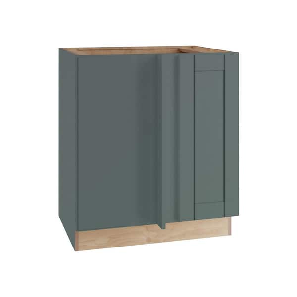 Washington 30 in. W x 24 in. D x 34.5 in. H Assembled Plywood Base Blind Kitchen Cabinet in Green with Soft Close Door