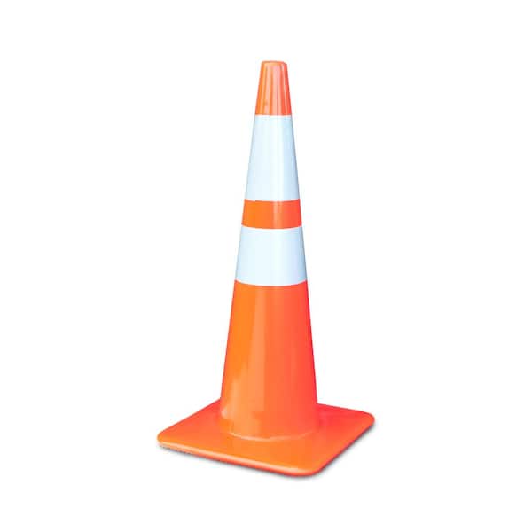 PRIVATE BRAND UNBRANDED 28 in. Orange Reflective Molded PVC Traffic Safety Cone with Durable Base