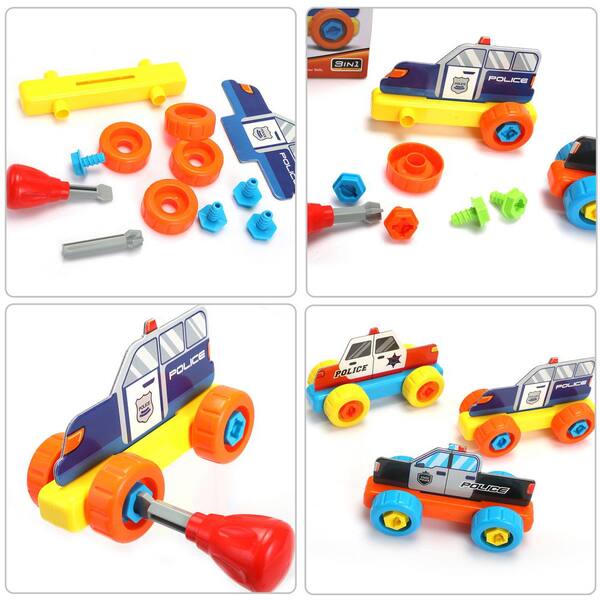 Tobbi Colorful Diy Puzzle Game Assembly Police Car Toy For Math Learning Th17g0647