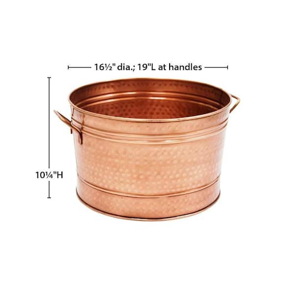 15.9 Gal. Hammered Pattern Copper Galvanized Farmhouse Style Tub