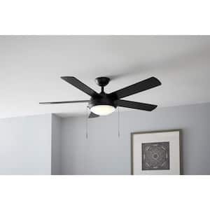 Claret 52 in. Indoor Matte Black Ceiling Fan with Light Kit