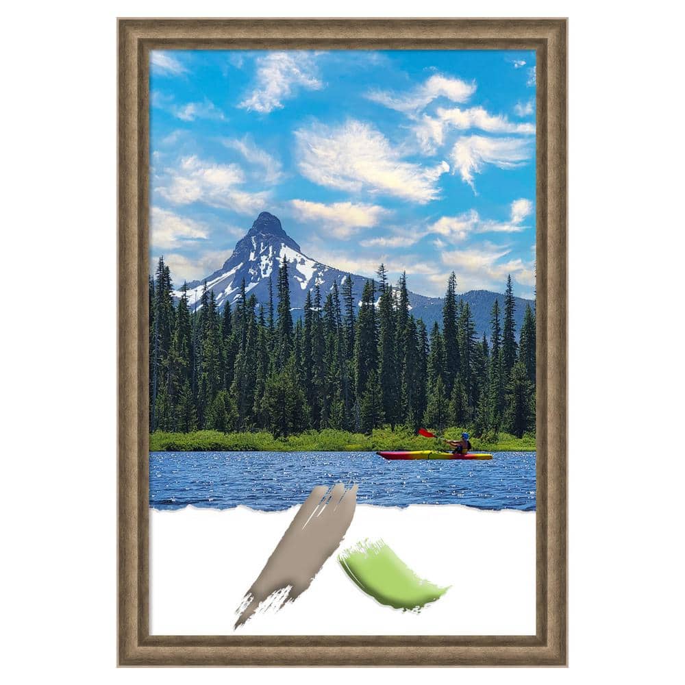Amanti Art Angled Bronze Wood Picture Frame Opening Size 24x36 in