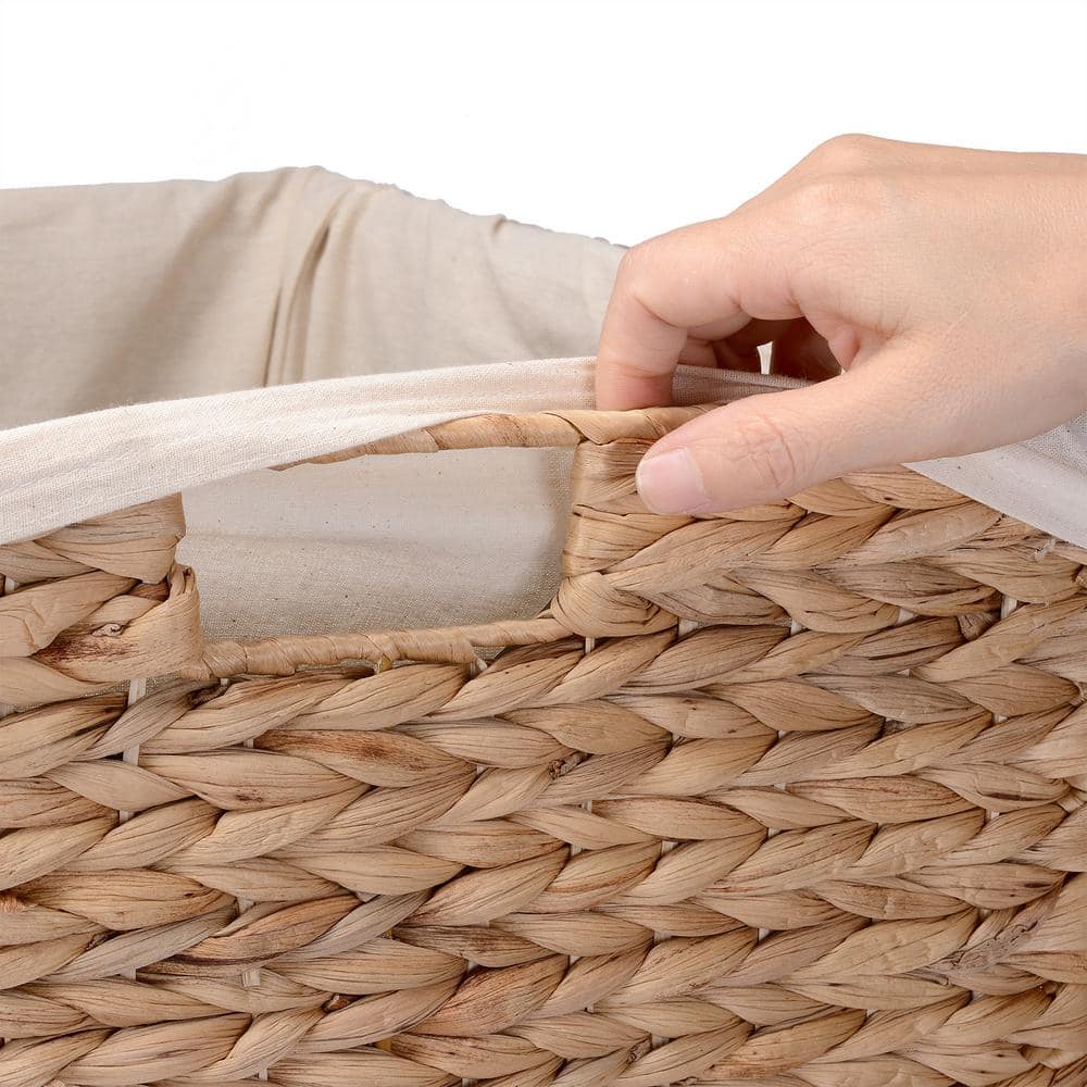 Natural Water Hyacinth Wicker Stackable Laundry Hampers with Lids, 2-Pack