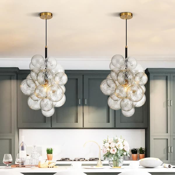 RRTYO Cruce 1-Light Black Modern Cluster Clear Swirled Glass RRTYO Cruce 1-Light Black Modern Cluster Clear Swirled Glass