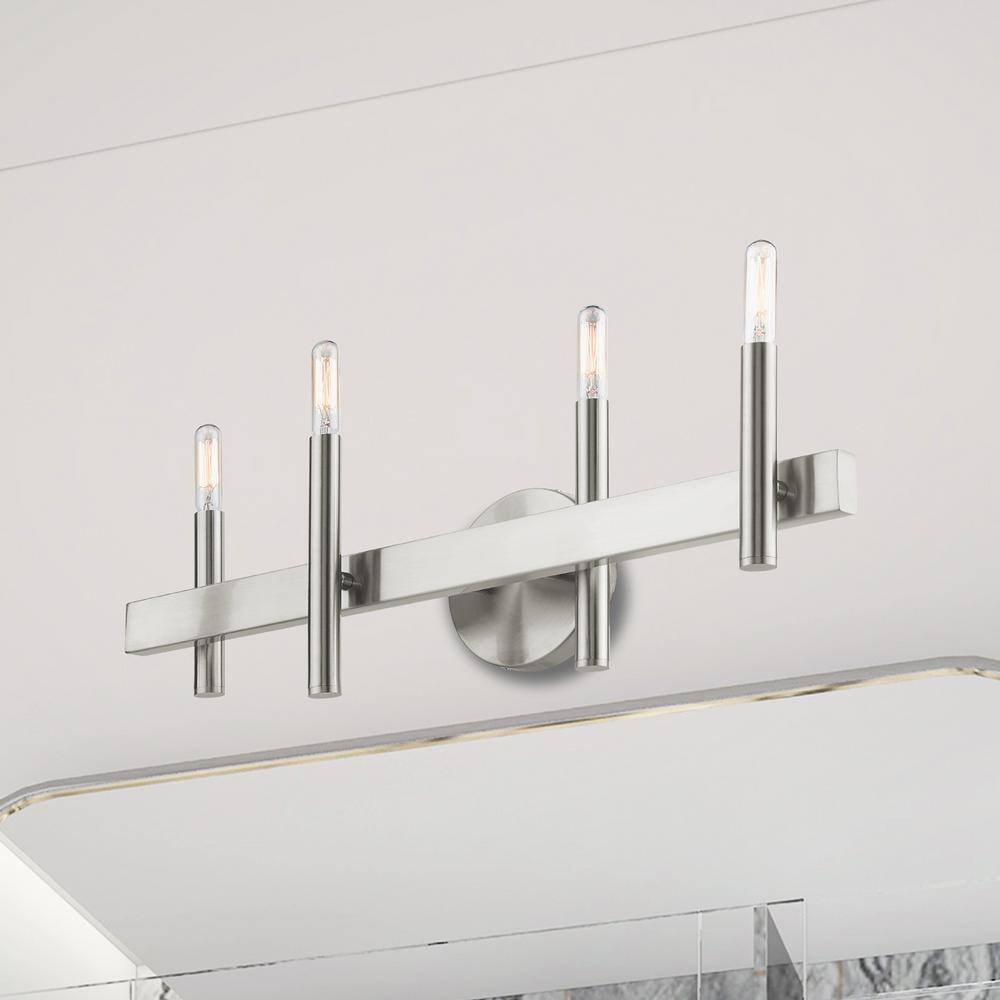 Elegant Denmark 4-Light Vanity Sconce in Brushed Nickel and Bronze