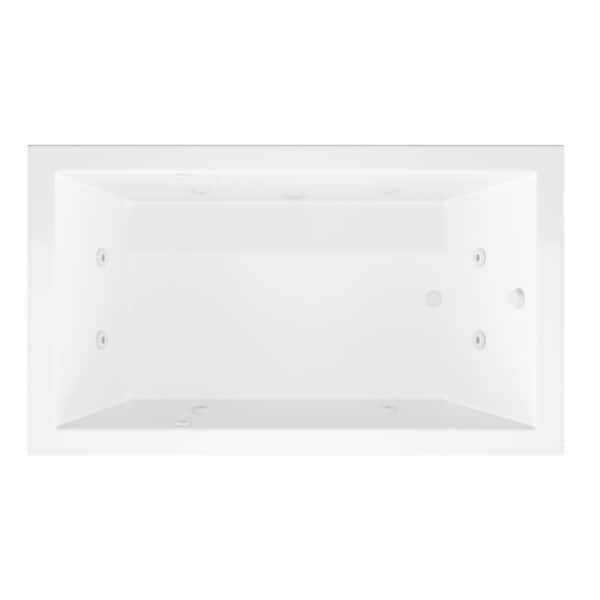 Sapphire Series 66 in. x 32 in. Rectangular Whirlpool Bathtub with Left Side Drain and V-Style Back Jets in Glossy White