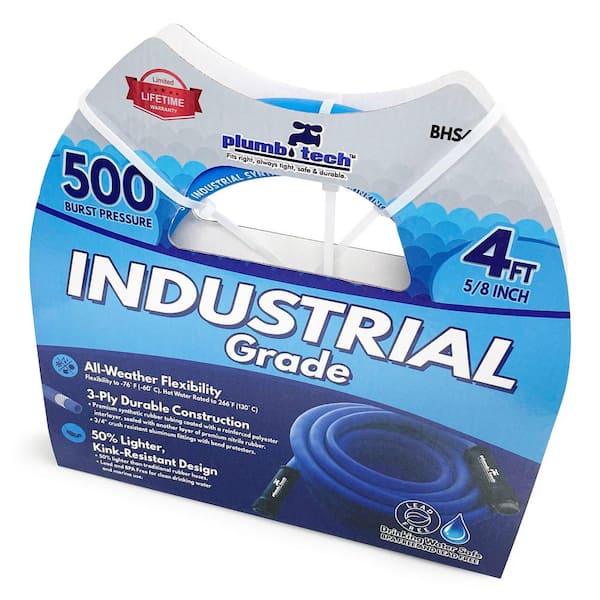 5/8 in dia. x 4 ft. Industrial Grade Dual-Purpose Blue Synthetic Rubber Hose, BPA Free for Safe Drinking, 500-Piece BP