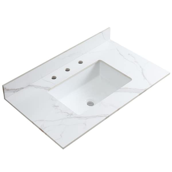 Zeafive Kar 36 in. W x 22 in. D Engineered Stone Marble