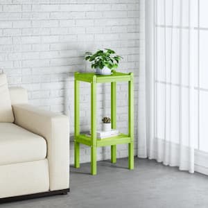 Laguna Plastic Indoor/Outdoor Patio Side Table with Storage Shelf Lime