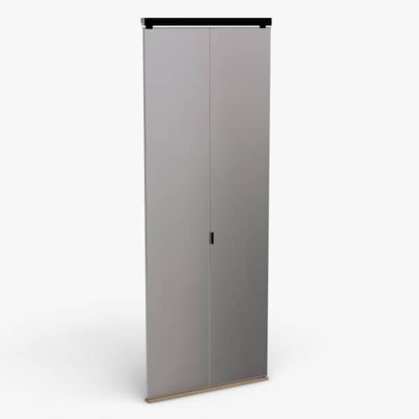 24 in. x 80 in. Polished Edge Frameless Full Lite Mirror Solid Core MDF Interior Closet Bi-Fold Door with Black Trim
