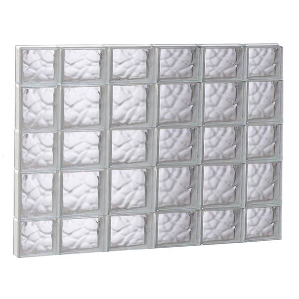Clearly Secure 42.5 in. x 32.75 in. x 3.125 in. Frameless Wave Pattern Non-Vented Glass Block Window