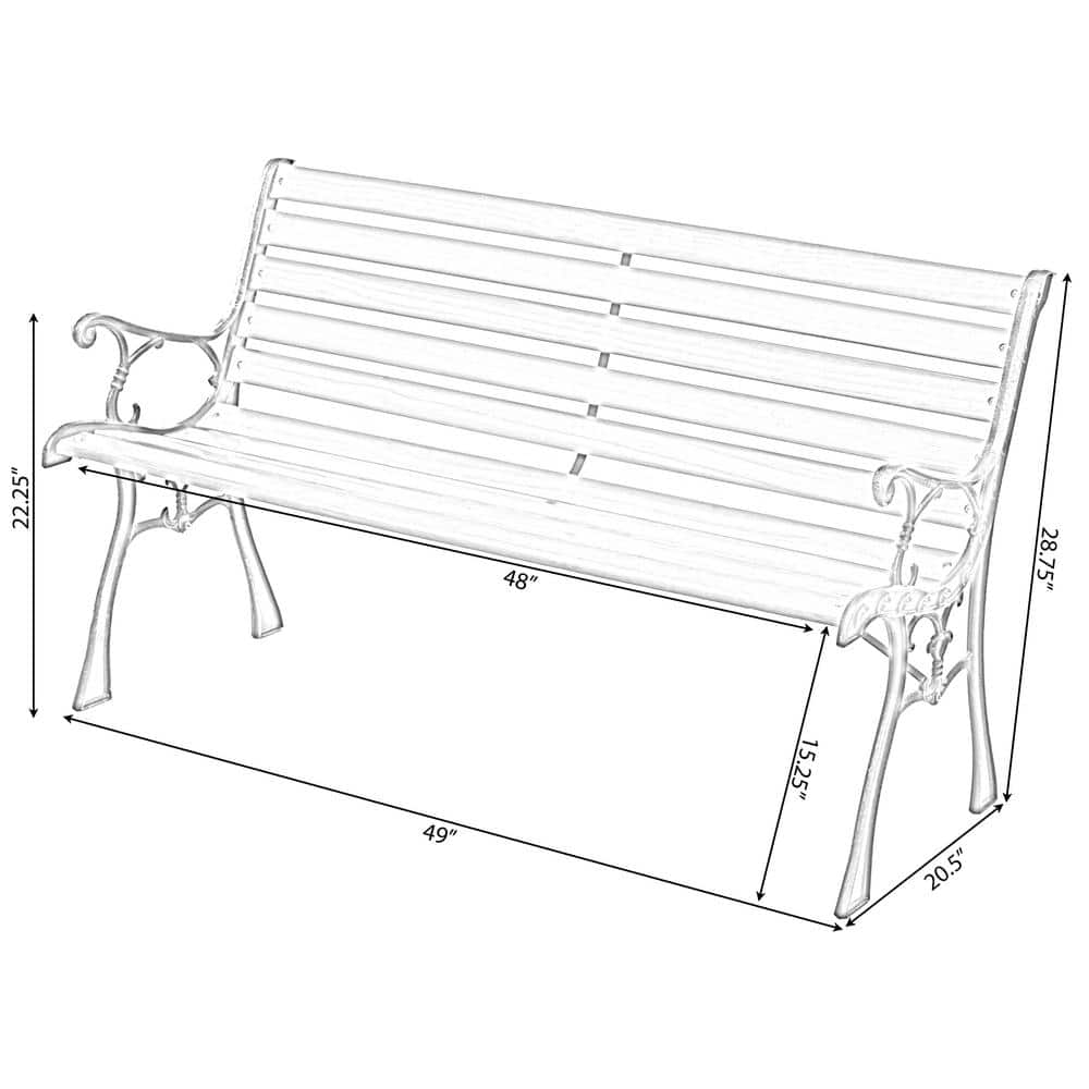 Classic Wooden and Steel Outdoor Garden Bench