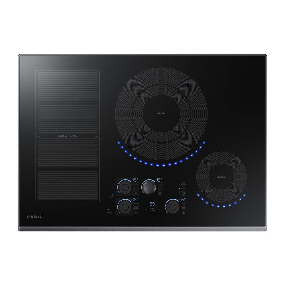 Samsung 30 in. Induction Cooktop with Fingerprint Resistant Black Stainless Trim with 5 Elements and Flex Zone Element, Fingerprint Resistant Black Stainless Steel