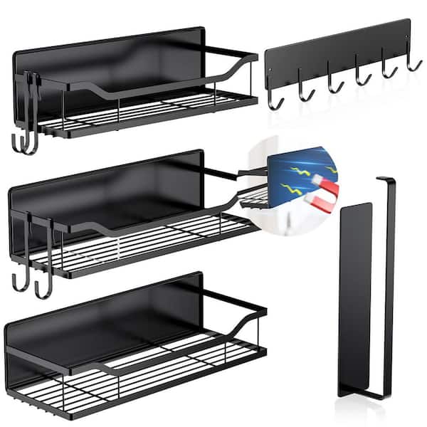 Magnetic Mount Black Multifunctional Shelves 5 Pack for Refrigerator and Washing Machine with Strong Magnet