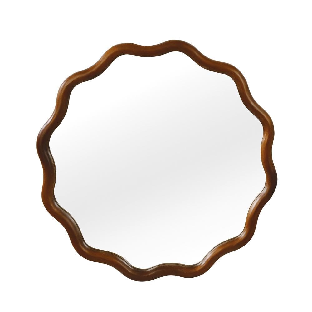 36 in. W x 36 in. H Round Framed Wall Bathroom Vanity Mirror in Dark Walnut price history on PriceWatchPro
