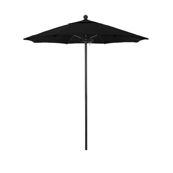 California Umbrella 7.5 ft. Black Aluminum Commercial Market Patio Umbrella with Fiberglass Ribs and Push Lift in Black Pacifica