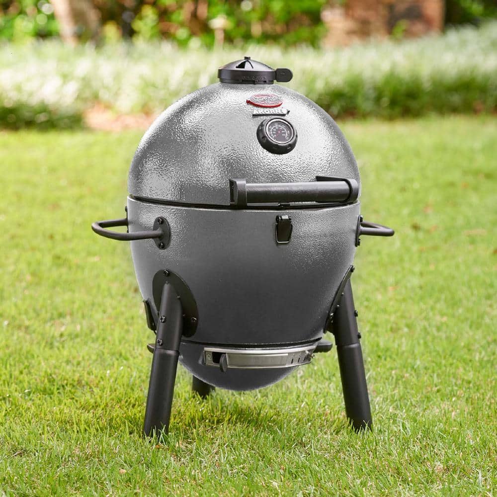 Gray Stainless Steel 14-inch Kamado Charcoal Grill