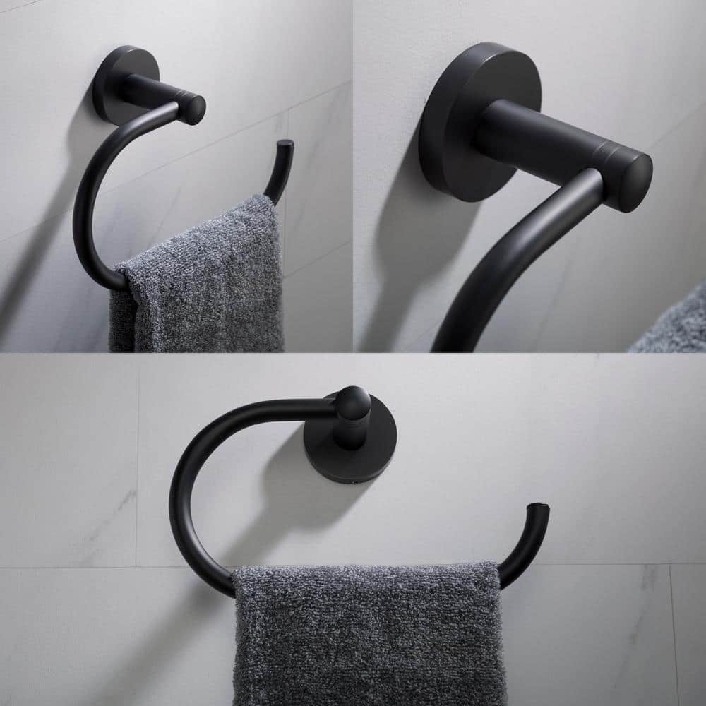 Matte Black Modern Wall Mounted Towel Ring
