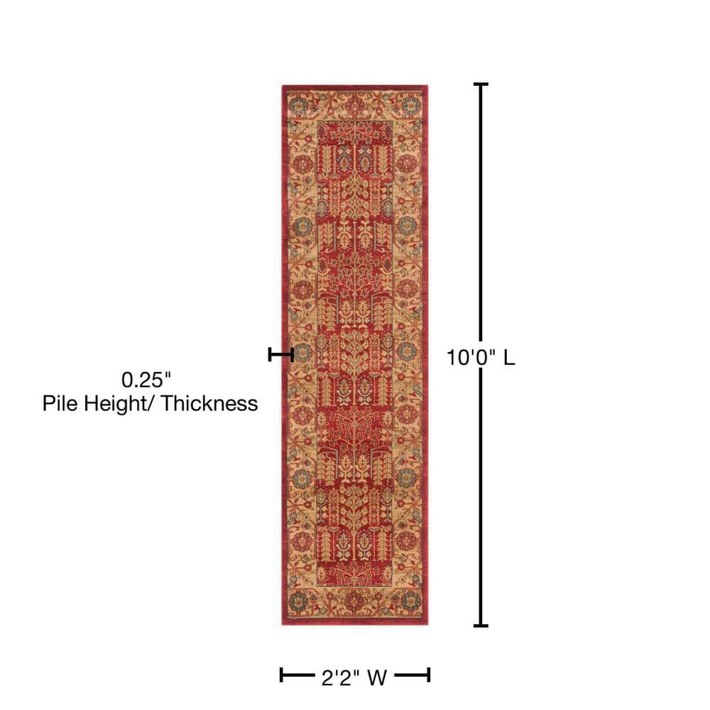 Safavieh Mahal Red and Natural 2'2" x 10' Power Loomed Runner Rug