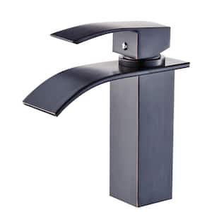 Waterfall Bathroom Faucet, Single Handle Single Hole Bathroom Lavatory Vanity Sink Faucet in Oil Rubbed Bronze