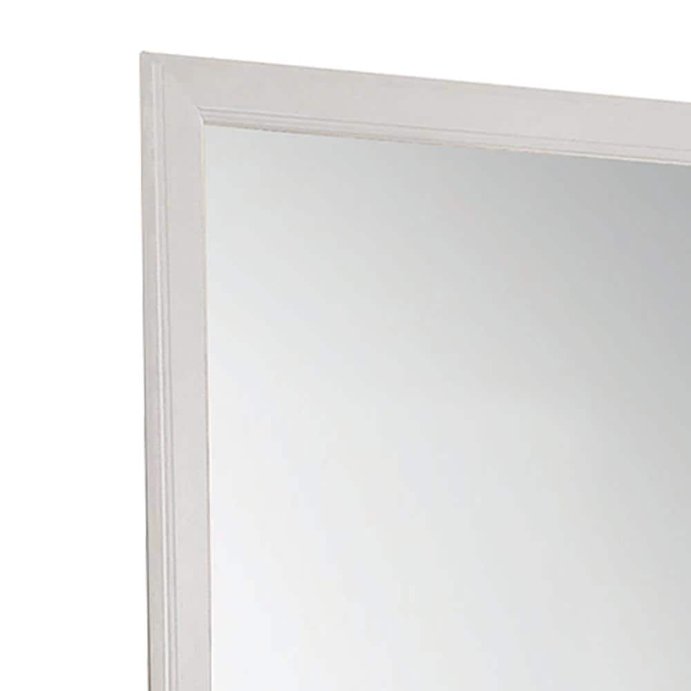 Luxurious Louis Philippe White Rectangular Wood Mirror