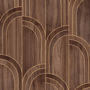 Modella Wood Walnut Metallic Non-Pasted Vinyl Wallpaper