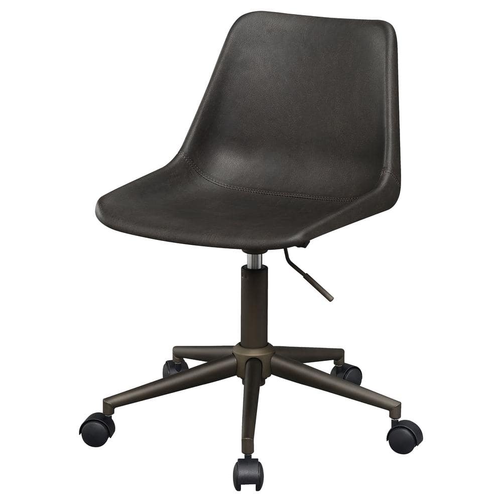 Contemporary Brown Fabric and Rustic Taupe Metal Desk Chair