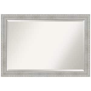 Rustic White Wash 40.5 in. x 28.5 in. Beveled Rectangle Wood Framed Bathroom Wall Mirror in White