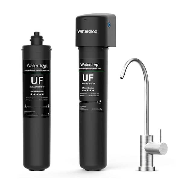 15UB-UF 0.01 μm Ultra Filtration Under Sink Water Filter System 16K Gal. with Dedicated Faucet, Extra RF15-UF Filter