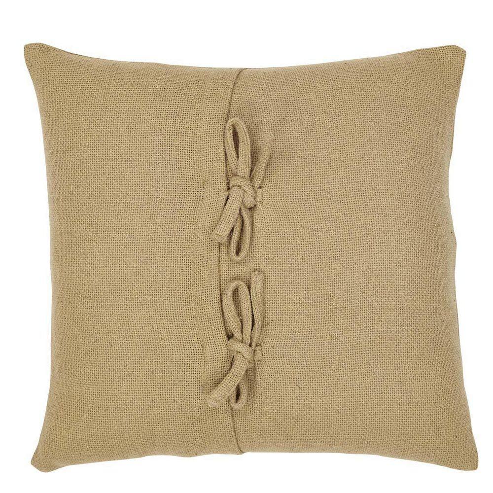 16" Tan Burlap Cotton Star Applique Pillow Set