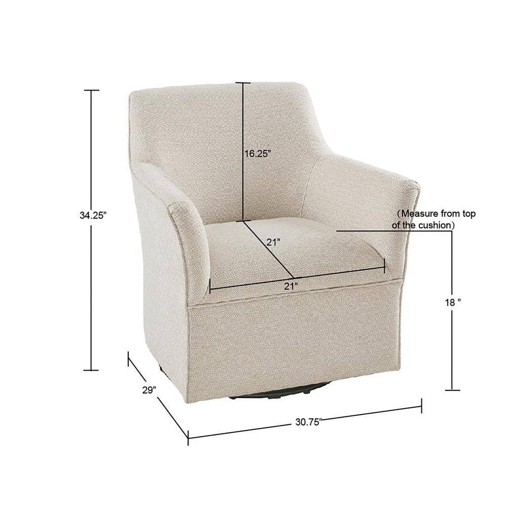 Cream Microfiber Swivel Glider Accent Chair with Wood Frame