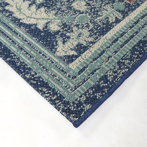 Hampton Bay Blue 8 ft. x 10 ft. Traditional Medallion Indoor