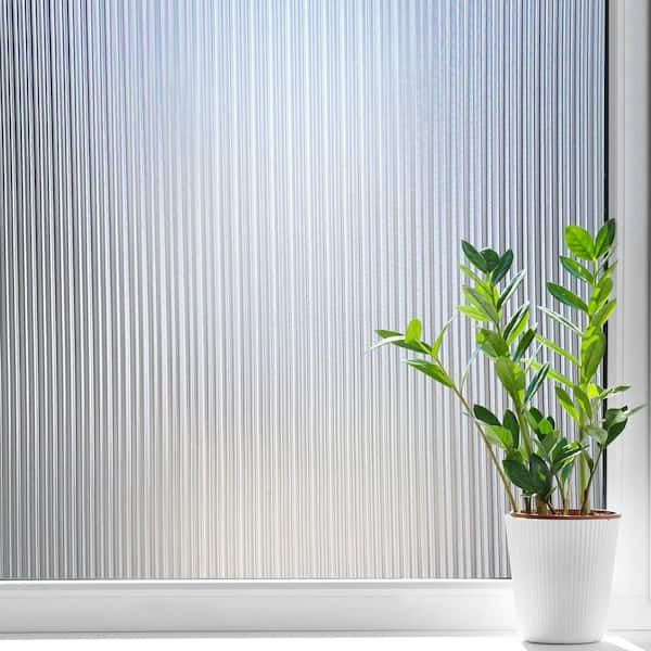 35.4 in. W x 197 in. L Reeded Non-adhesive Decorative Window Film