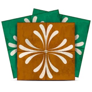 Green, Gold and Brown R305 7 in. x 7 in. Vinyl Peel and Stick Tiles 24-Pack