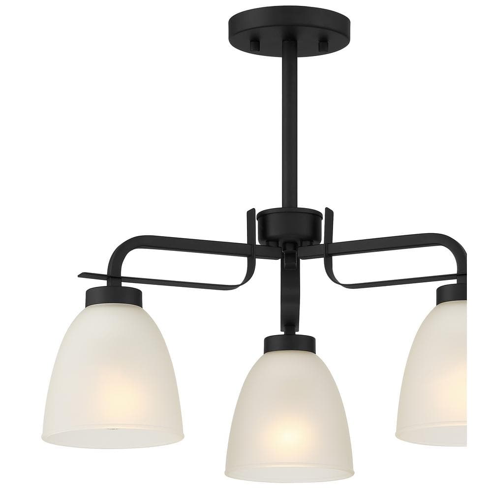 Coal and Etched Glass 3-Light Convertible Chandelier