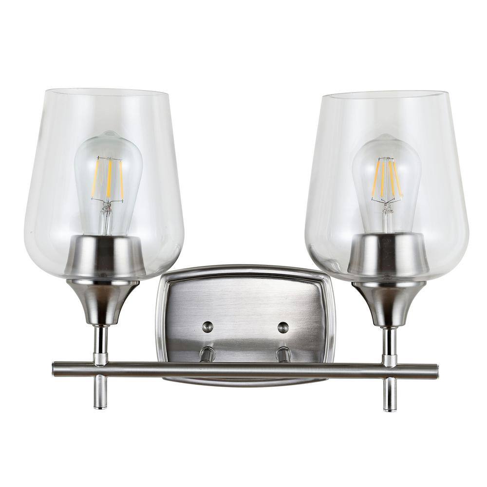 Contemporary Nickel 15'' Dual-Light Wine Glass Wall Sconce