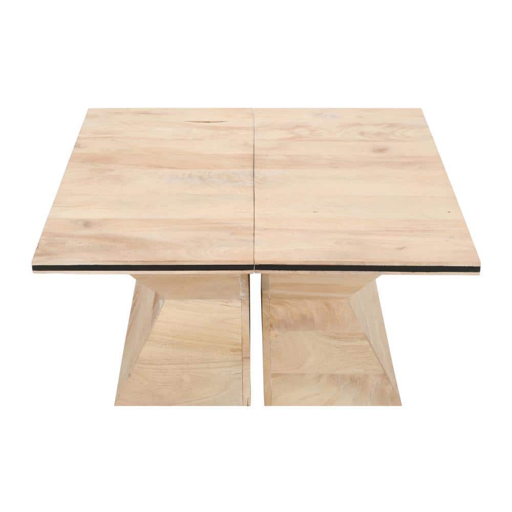 Handcrafted Square Mango Wood and Iron Split Coffee Table