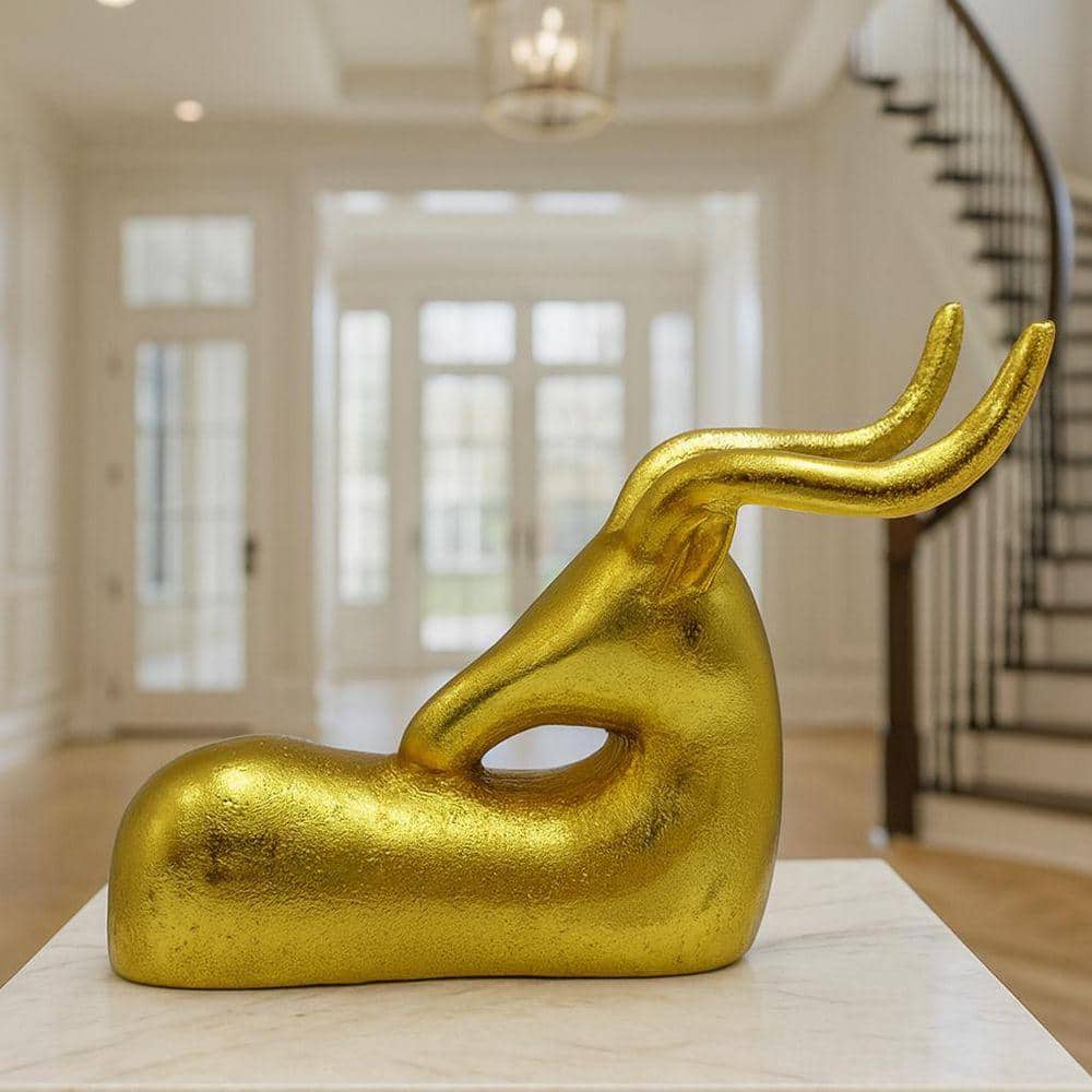タイ　プリマアート　ゴールデンマウント castellousa Gold 9 in. x 7 in. x 4 in. Metal Goat Sculpture CB